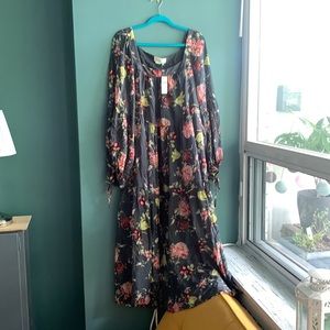 Anthropologie floral tiered maxi dress